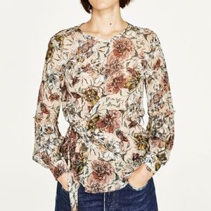 Zara Printed Blouse with Bow